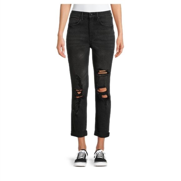 No Boundaries Denim - No boundaries junior's high rise destructed girlfriend jeans size M (7-…